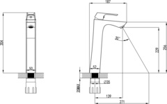 Смеситель для умывальника монолитный, высокий для накладной раковины – LM4509C, Серия UNIT