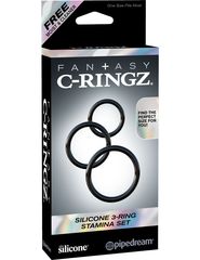 Набор из трех черных эрекционных колец Silicone 3-Ring Stamina Set - 