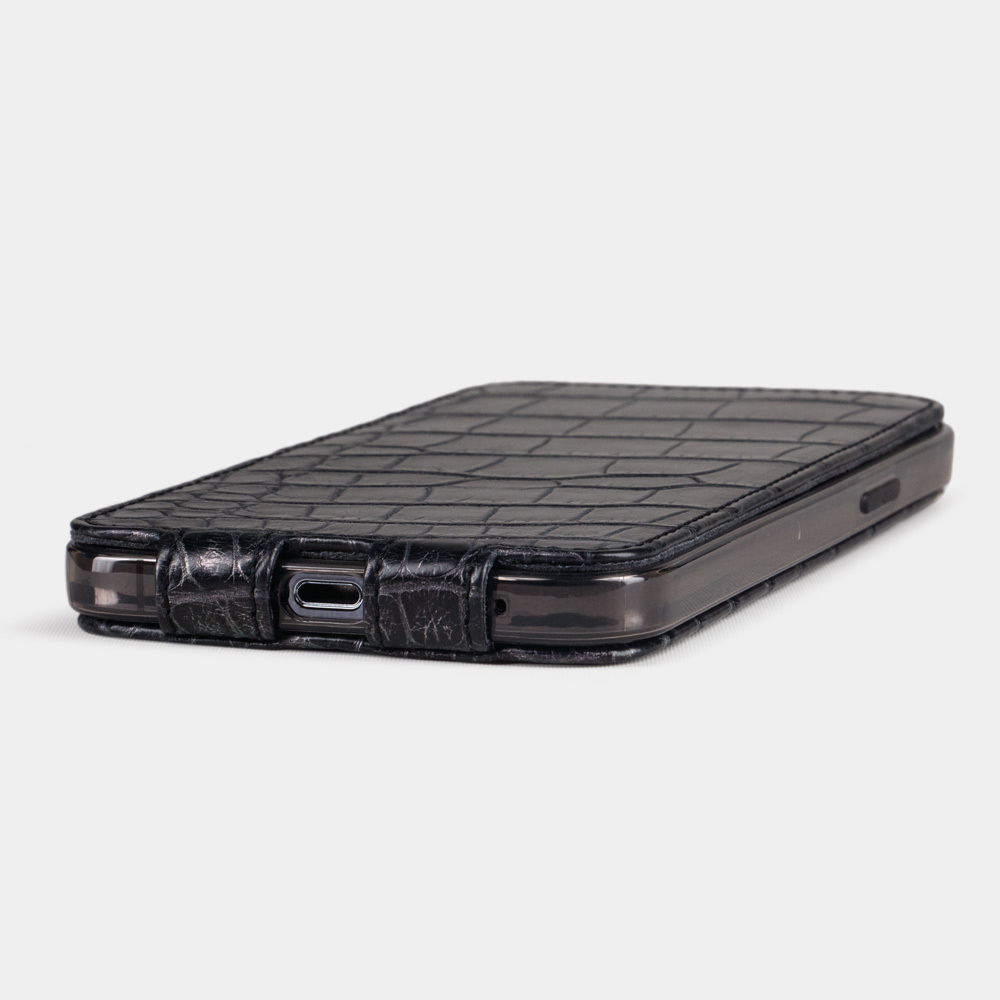 Special order: Чехол для iPhone 12 Pro Max из натуральной кожи крокодила, черного цвета