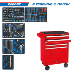 KING TONY (934-235MRV) Набор инструментов "EFFORT" в красной тележке, 235 предметов