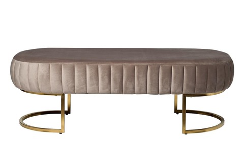 Банкетка велюровая 45x60x140см Garda Decor серо-бежевая на металлическом каркасе