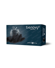 Перчатки одноразовые Benovy нитриловые черные текст. на пальцах (50 пар)