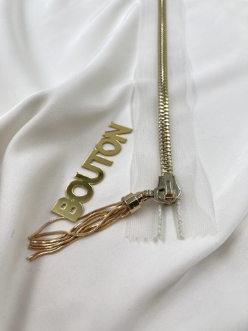 Молния на прозрачной сетке (основе) золотистая широкая