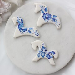 Подвеска Лошадка, гжель, 30*40 мм, S016