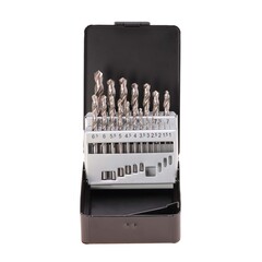 Набор сверл по металлу 1-10мм 19шт DIN338 HSS-G 118° (мет. кейс) Terrax by Ruko A214214