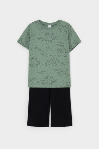 пижама  для мальчика  К 1614/динозавры на зеленом,черный