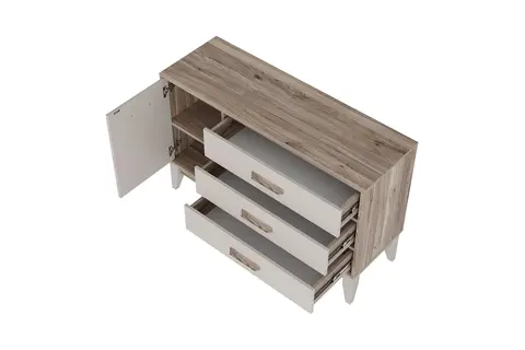 Комод Скандика со створкой и ящиками КМ-12 дуб смоки / кашемир
