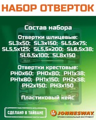 Jonnesway D04PP16S Набор отверток стержневых FULL STAR, 16 предметов 47914