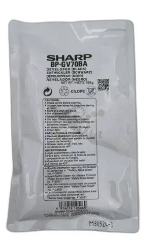 Девелопер черный (black) оригинал (1200/1800К) для Sharp BP50C26EU / BP50C31EU / BP50C36EU / BP50C45EU / BP50C55EU / BP50C65EU / BP55C26EU / BP60C31EU / BP60C36EU / BP60C45EU / BP70C31EU / BP70C36EU / BP70C45EU / BP70C55EU / BP70C65EU BP-GV70BA