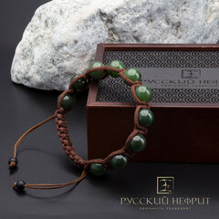 Браслет Шамбала. Зелёный нефрит Д 12мм.