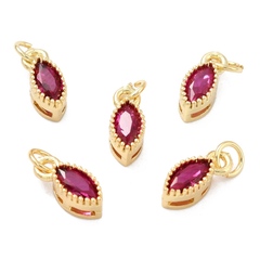 Подвеска с фианитом, форма лодочки, ярко-розовый, 9x4 мм, позолота, П437