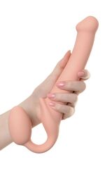 Телесный безремневой страпон Silicone Bendable Strap-On M - 