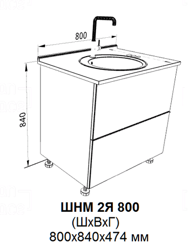 Кухня Рио шкаф нижний мойка 2 ящика 800