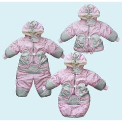 Конверт-комбинезон "Зимушка "принт (розовый)
