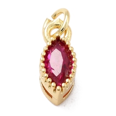 Подвеска с фианитом, форма лодочки, ярко-розовый, 9x4 мм, позолота, П437