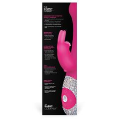 Розовый вибромассажёр The G-spot Rabbit с украшенной стразами рукоятью - 22 см. - 