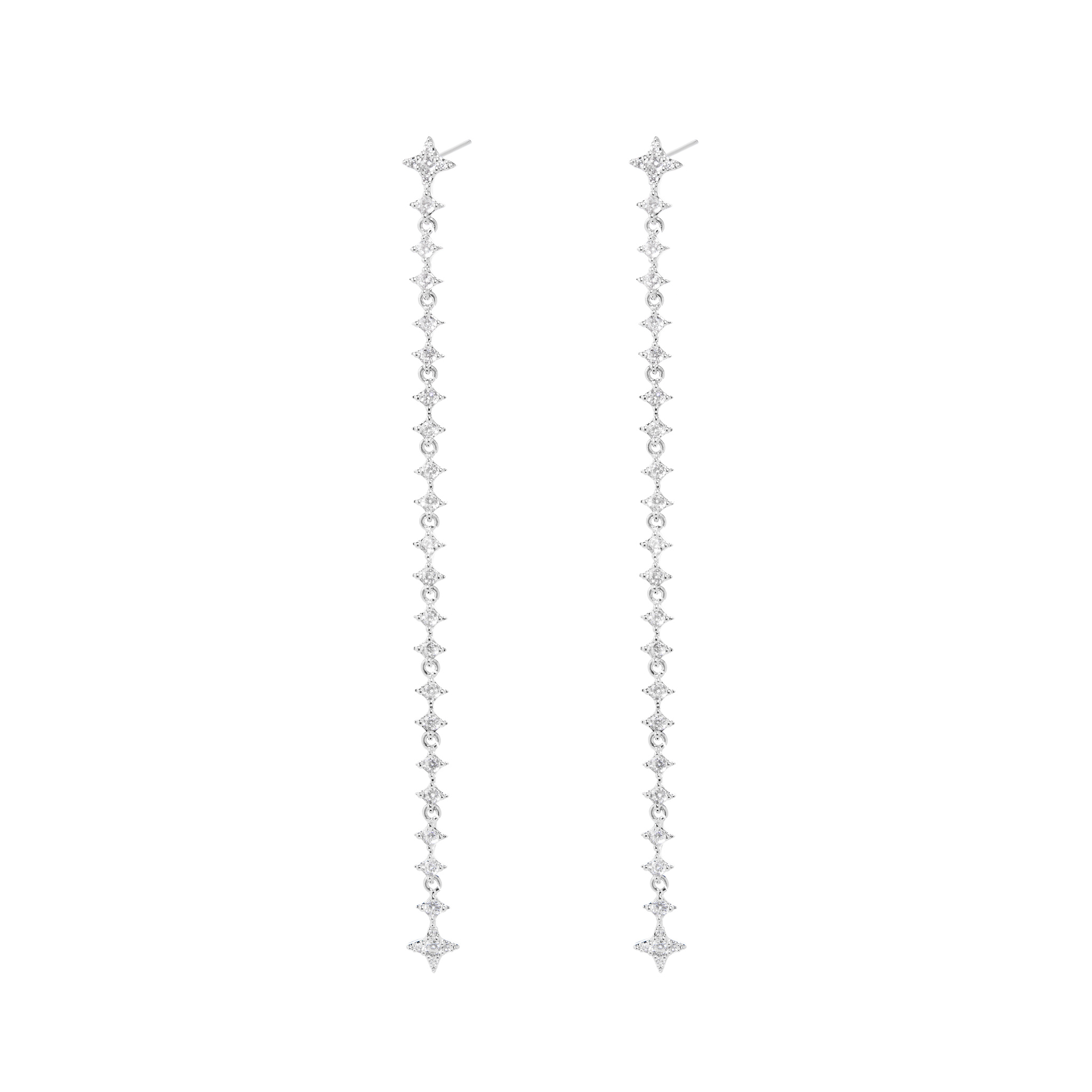 

Серьги Silver Extra Long Earrings with Star Crystals