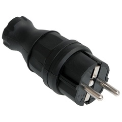 Вилка электрическая прямая с заземлением черная 16А 250В UNIVERSAL А1010