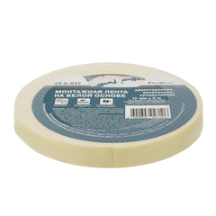 49-6-012 Лента клейкая монтажная, на белой основе, двухсторонняя, вспененная, суперклейкая, 12ммх5м (РемоКолор)