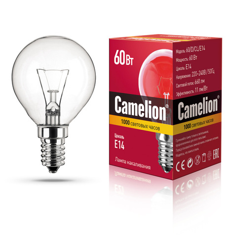 Лампа накаливания 60/D/CL/Е14 CAMELION