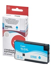 Струйный картридж Sakura 3JA27AE (№963XL Cyan) для HP OfficeJet Pro 9010, 9010e, 9012, 9012e, 9014, 9014e, 9015, 9015e, 9016, 9019, 9019e, 9020, 9022, 9022e, 9025, 9025e AIO, пигментный тип чернил, голубой, 25,5 мл., 1600 к.