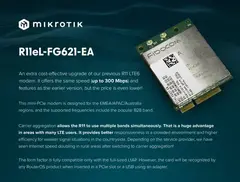 MikroTik R11eL-FG621-EA miniPCi-e card, 3G/LTE, 2x u.Fl