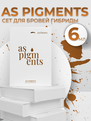 Сет пигментов для бровей базовый гибридный AS PIGMENTS 6 шт по 6 мл