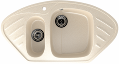 ULGRAN U-105  Угловая двухсекционная мойка с отверстием под смеситель