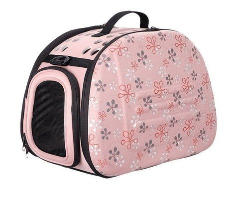 купить Ibiyaya Складная сумка-переноска для собак и кошек до 6 кг бледно-розовая в цветочек