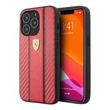 Кожаный чехол Ferrari NM для iPhone 13 Pro Max (Красный с чёрным)