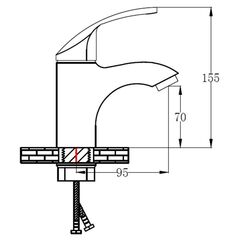 Смеситель для раковины, РМС, корот изл, с картриджем, хром, SL85-001F