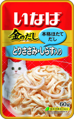 INABA Ciao Kinnodashi пауч для кошек куриное филе с мальками ширасу в желе 60г