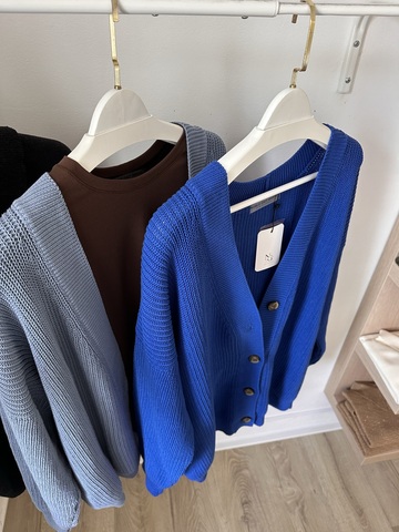 Кардиган крупной вязки из 100% премиального хлопка королевский синий