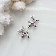 УЦЕНКА!!! Подвеска Пудель с фианитами 15*17 мм, родий, У121
