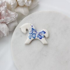 Подвеска Лошадка, гжель, 30*40 мм, S016