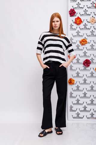 BUGATTI Футболка из хлопка и льна в полоску