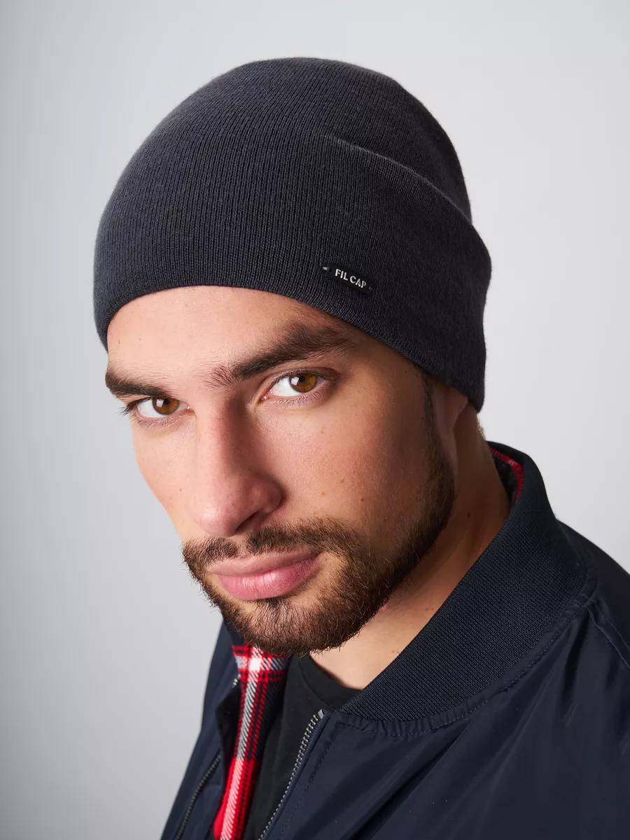 Шапка зимняя на флисе бини вязаная осень