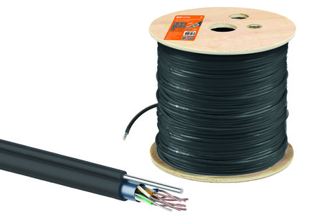 Кабель витая пара F/UTP Cat 5e 4х2х24AWG (305м) solid, PE для наружн. прокл., чёрный, трос 1,2мм TDM