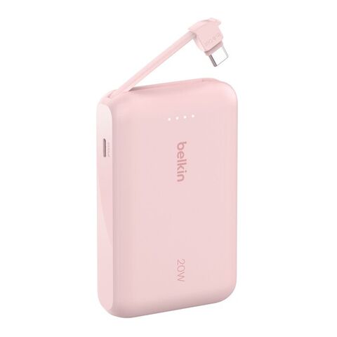 Внешний аккумулятор Belkin BoostСharge Power Bank 10000mAh USB-C 20W со встроенным кабелем USB-C, розовый