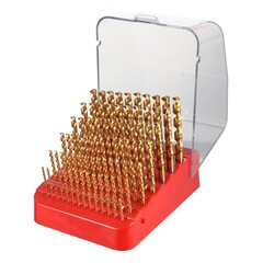 Набор сверл по металлу 1-10мм 91шт DIN338 HSSE-Co5 TiN 130° (пл. кейс) H-Tools PRO 215223TPRO