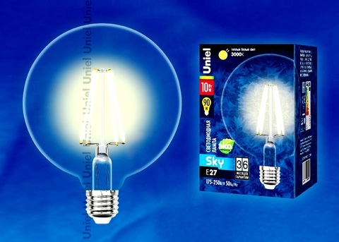 Uniel Лампа LED-G125-10W/WW/E27/CL Sky глоб !