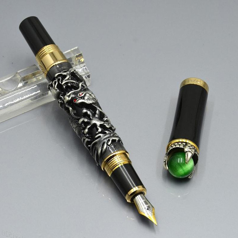 Перьевая ручка Jinhao с драконом, Китай. Перо F (0.5 мм), тяжелый металлический корпус. Снова в продаже! Sale 3500!