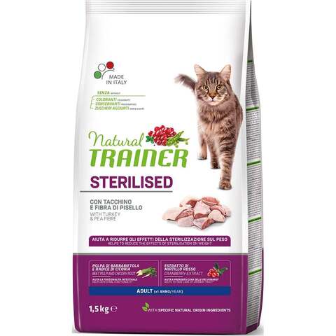 Trainer Natural Adult Sterilised Fresh White Meats сухой корм для взр. кастр. кошек с мясом 1,5 кг