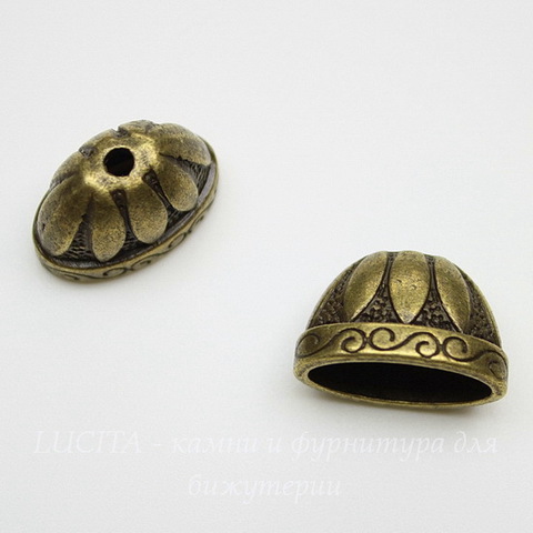 Концевик плоский "Антик", 20х13х12 мм (цвет - античная бронза), 2 штуки