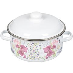 Кастрюля сталь, эмал, 5 л, с крыш, СтальЭмаль, Мозаика белоснежная, 1RB241M, индукц