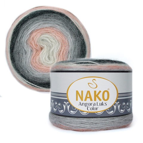 Пряжа Nako Angora Luks Color 81916 черный-розовый (уп. 4 мотков)