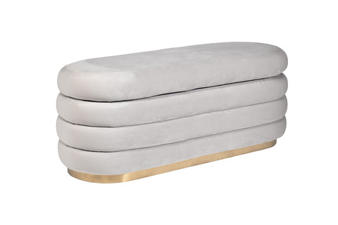 Банкетка с ящиком для хранения велюровая 44x42x112см Garda Decor серая