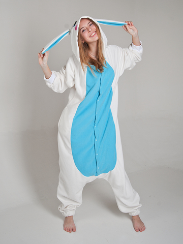 Пижама кигуруми детская "Заяц" голубого цвета