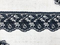 Кружево-трикотаж, ш. 6 см, чёрный