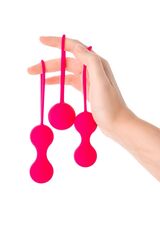 Набор из 3 розовых вагинальных шариков со шнурком - 